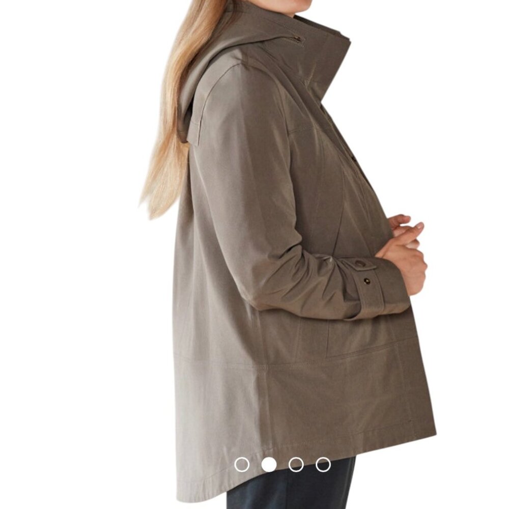 Garnet Hill High-Low Rain Jacket, Olive Green, L